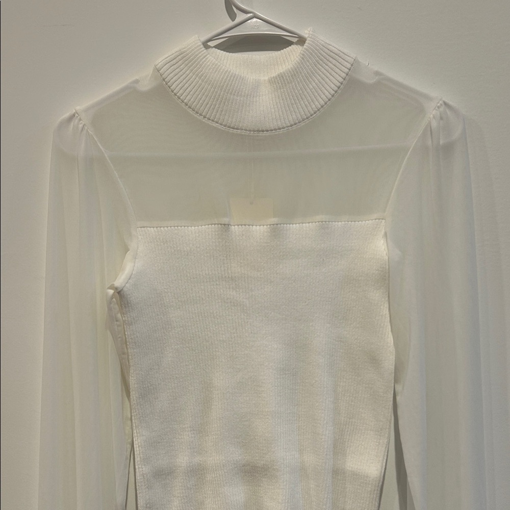 Elegant Sheer White Women's Top